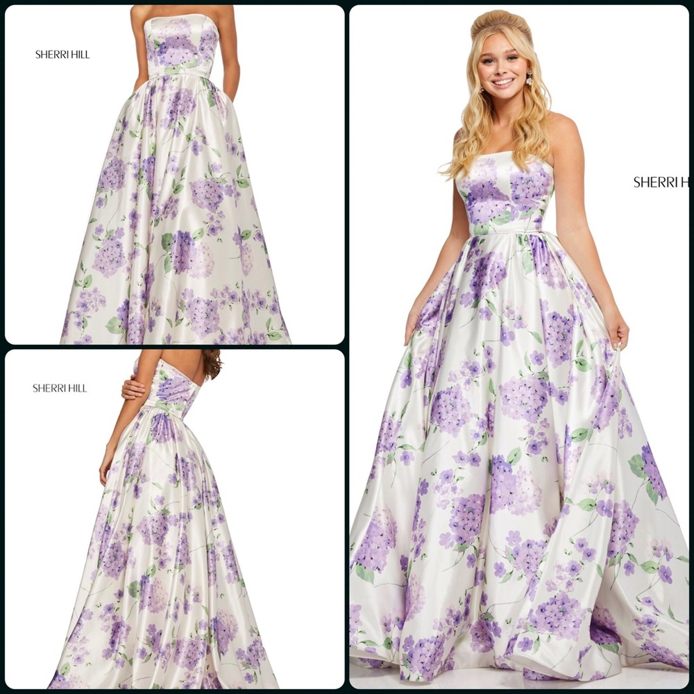 NWT Sherri Hill Floral A-Line Gown